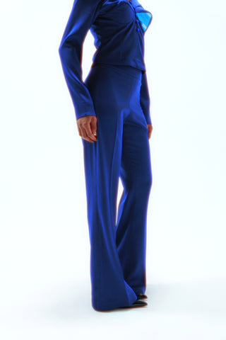 Blue flared trousers