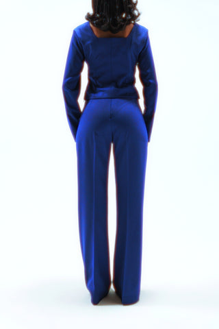 Blue flared trousers