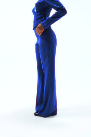 Blue flared trousers